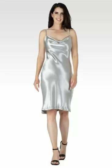 Astra Women's Cowl Neck Crinkle Satin Mini Dress