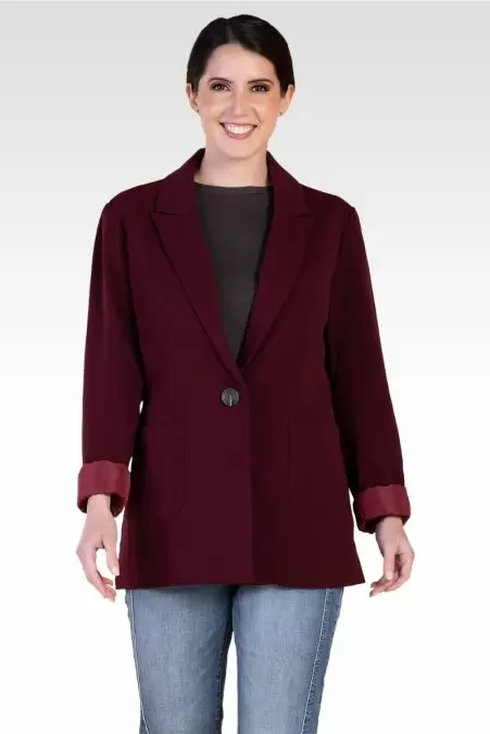 Burgundy best sale boyfriend blazer