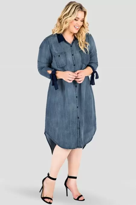 Buy Online|Spykar Women Dark Blue Cotton Regular Fit Classic Collar Knee  Length Denim Dress