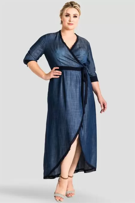 Mock Neck Single-Breasted Belted Denim Maxi Dress | Denim maxi dress, Maxi  dress, Dress