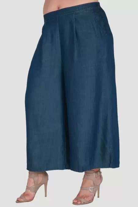 Linen Indigo solid Pencil pant for Woman