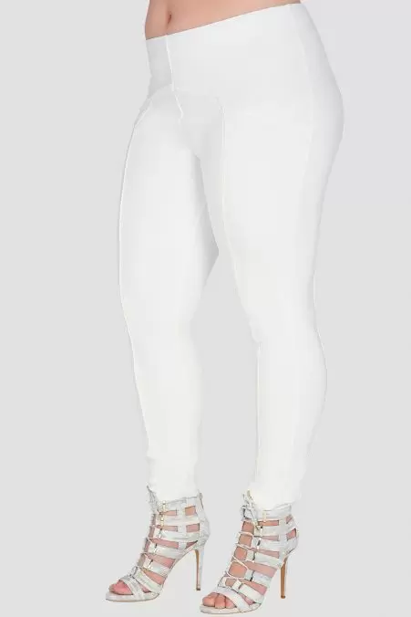 Standards & Practices Women's White Ponte Skinny Pant - Louise