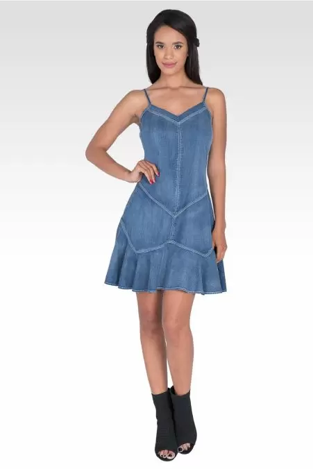 Buy Vintage 80's GDS Goddess Dark Blue Spaghetti Strap Denim Jean Dress  With Lace Trim Size XL Online in India - Etsy