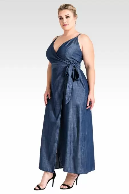 Buy MAXI FISHTAIL-STYLE BLUE DENIM DRESS for Women Online in India
