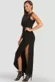 Women's Black Bodycon Maxi Dress w/ Front Slit