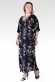 Olivia Plus Size Black Tropical Floral Kimono Wrap Maxi Dress