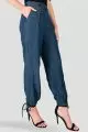 Standards & Practices Robie Double-Button High Waist Midnight Blue Ankle Tie Cuff Trousers