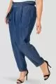 Plus Size Marina Paper Bag Waist Medium Blue Tencel Denim Peg Leg Pants D-Ring Belt