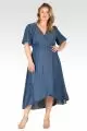 Lilly Women's Plus Size Puff Sleeves High Low Tencel Dress