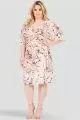 Plus Size Candice V-Neck Kimono Wrap Midi Dress Peach Pink Floral Print