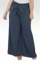 Plus Size Sue Paper Bag Waist Palazzo Pants - Midnight Blue Washed Satin
