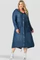 Standards & Practices Women's Tencel Denim Long Duster Hoodie Dress