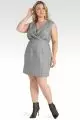 standards & practices plus size plaid crossover front sleeveless sheath dress 