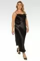 Michelle Plus Size Cowl Neck Spaghetti Strap Satin Slip Dress - Black