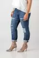 Women Plus Size Ripped Low Rise Jeans