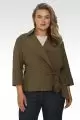 Plus Size Vanessa Cropped Quarter Sleeve Wrap Trench Jacket - Olive Green-1