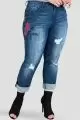Plus Size Standards & Practices Embroidered Distressed Boyfriend Jeans 