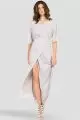 Women's Light Grey Long Wrap Maxi Dress 