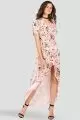 Women's Peach & Pink Floral Print V-Neck Maxi Dress 