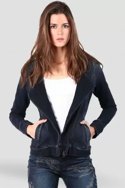 Women Denim Zip Front Jacket