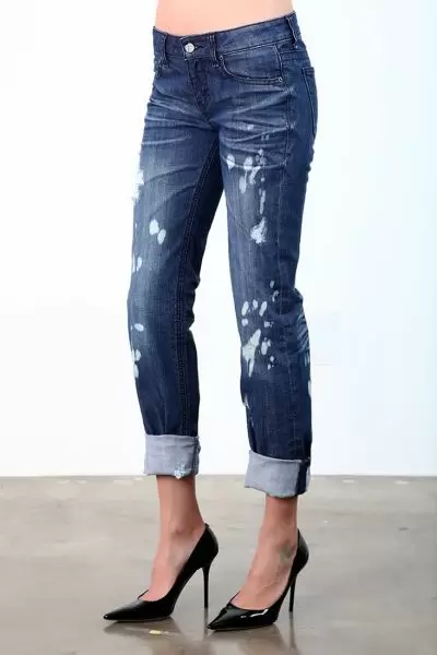 Women Bleach Destroyed Skinny Jeans