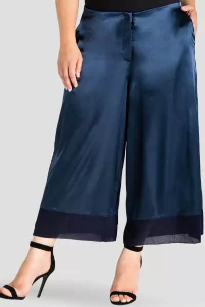 standards & practices sateen cropped pants midnight blue 