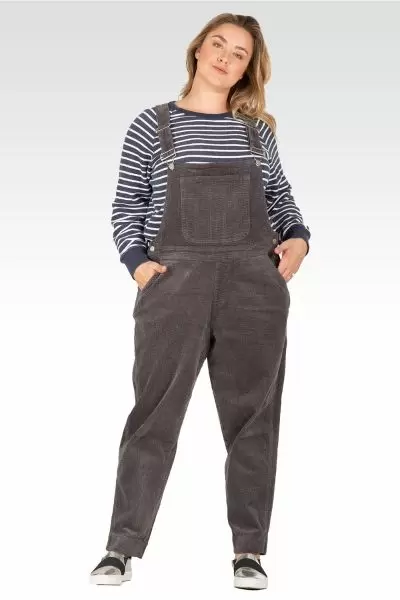 Harper Women's Plus Size Corduroy Casual Overall - Charcoal