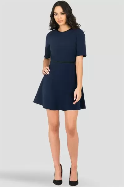 Standards & Practices Tina Navy/ Midnight Blue A-Line Suiting Mini Dress