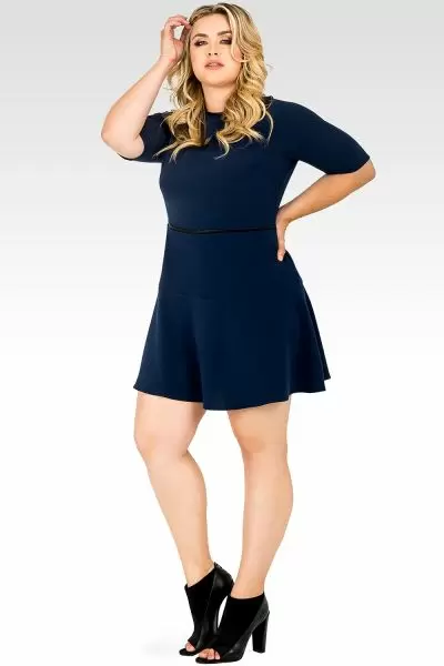 Standards & Practices Tina Navy/ Midnight Blue A-Line Suiting Mini Dress