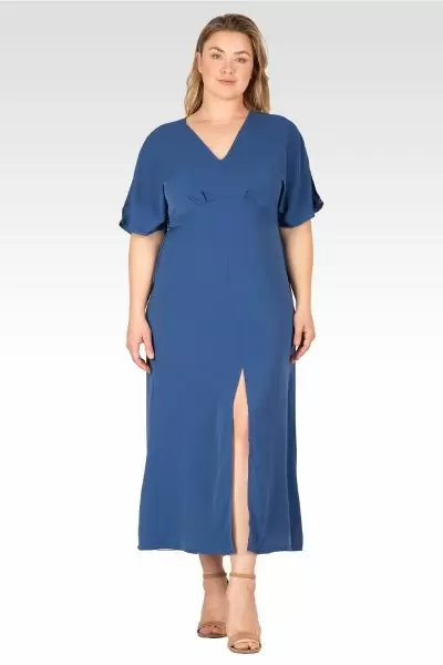 Scarlett Women's Plus Size  V Neck Kimono Sleeves Maxi Dress