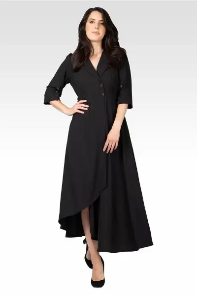Margo Women's Slit Sleeve Buttoned Wrap Maxi Dress