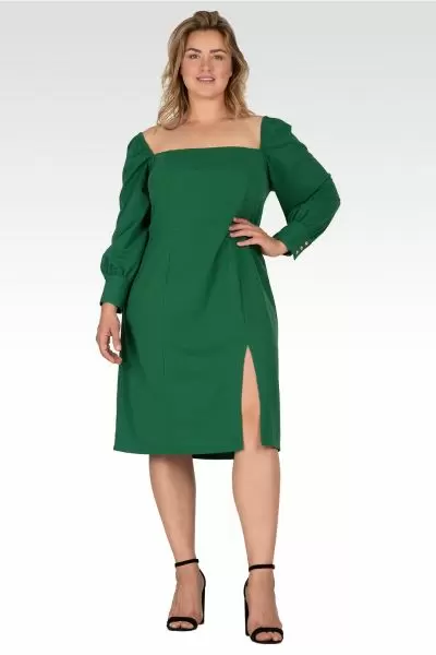 Xena Women's Elegant Side Slit Plus Size Midi Dress