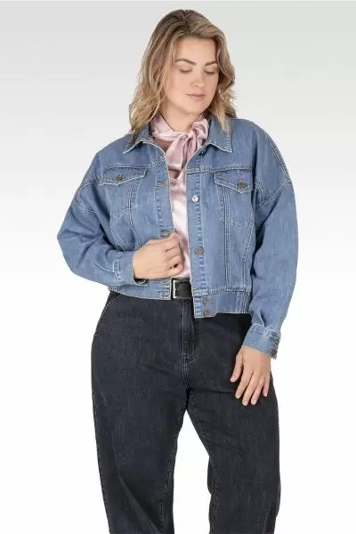 River Women's Cropped Denim Plus Size Jacket