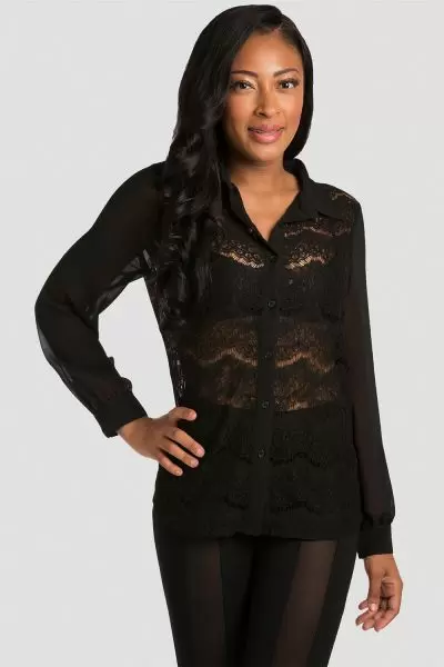 Black Lace Collared Shirt 