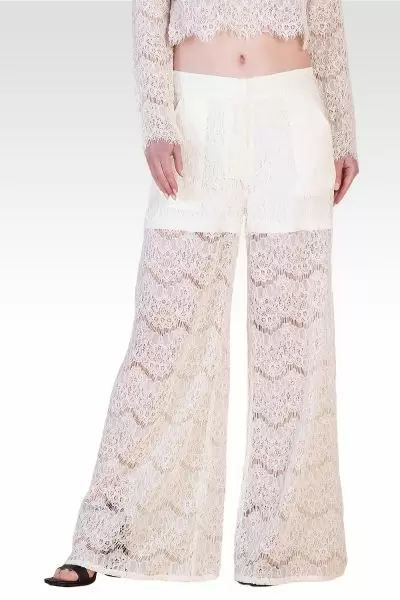 Buy Clora Off-White Viscose Lace Palazzo Online at Best Price - Clora  Creation