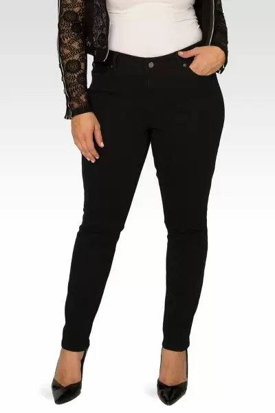 S&P Plus Size Elizabeth Basic 5-Pocket Style Skinny Jean Overdye Black