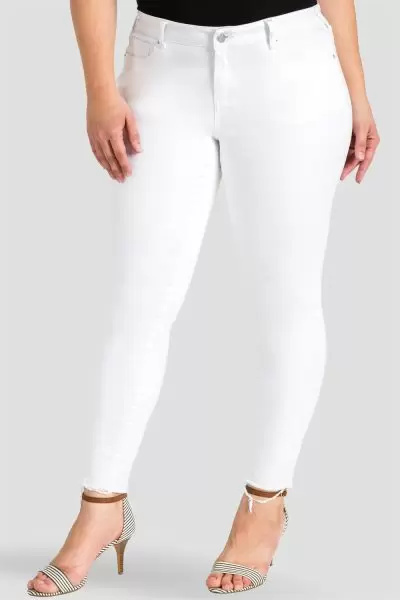Virginia Plus Size Released Hem White Skinny Jeans