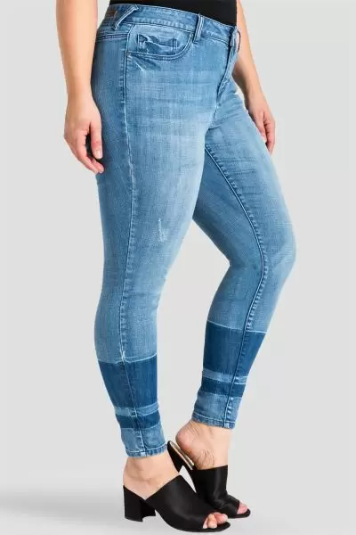 Plus Size Virginia Two-Tone Contrast Stripe Women's Skinny Jeans