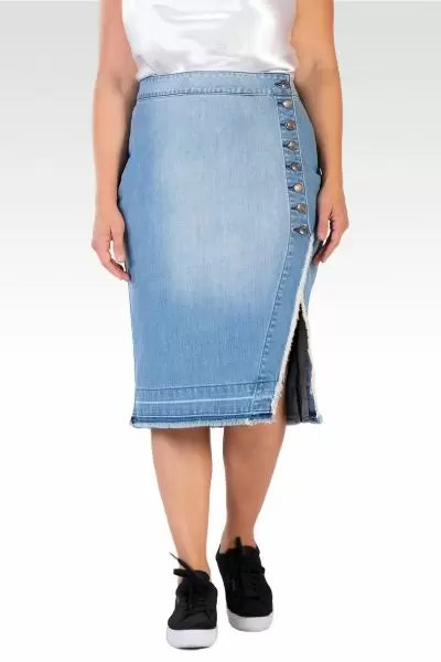 Alanis Plus Size Womens Raw Edge Slit Skirt