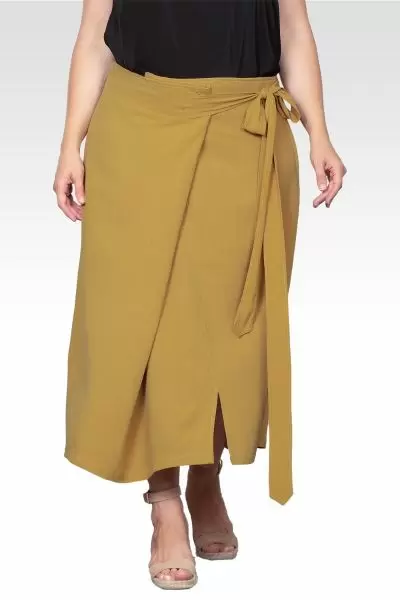 Plus Size Wrap Style Maxi Skirt