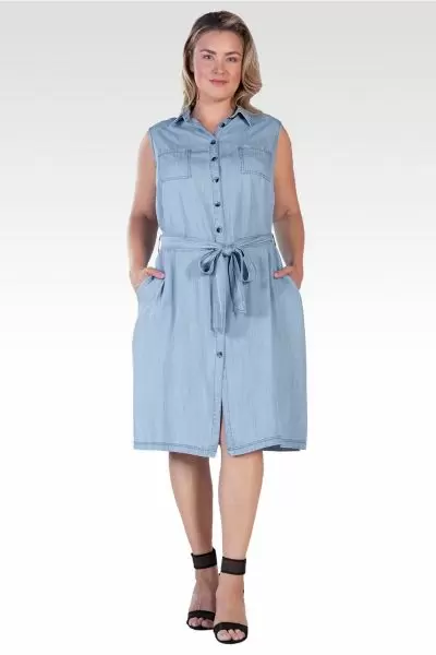 Katana Women's Plus Size Tencel Side Slit Midi Dress