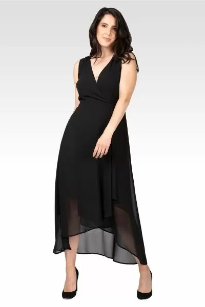 Eliza Women's Sleeveless High-Low Hem Black Maxi Dress