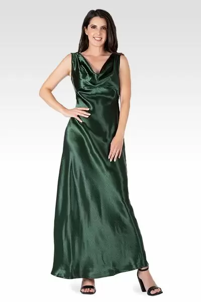Genesis Women's Cowl Neck A-line Sleeveless Maxi Dress