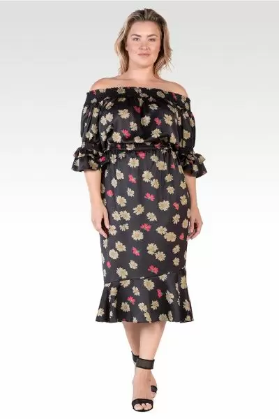 Eudora Women's Plus Size Floral Print High-End Satin Midi Dress
