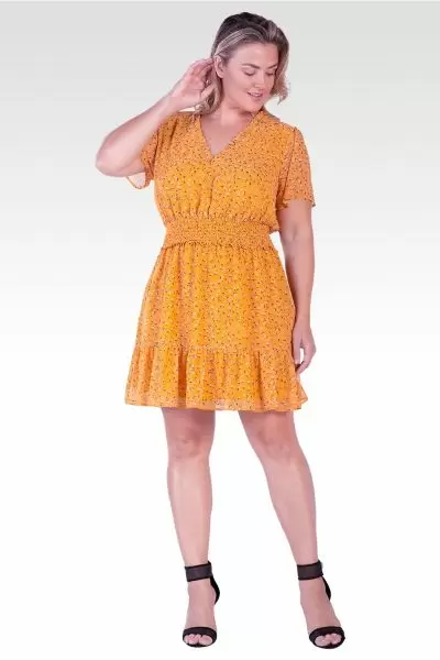 Zaria Women's Plus Size Floral Print Short Sleeve Mini Dress