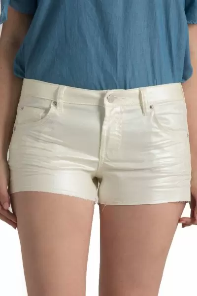 Women's Metallic Cream Shorts