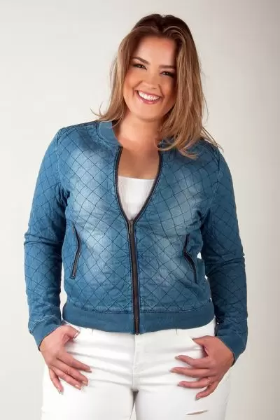 Standards & Practices Contemporary Fashion Plus Size Women Chambray Quilted Jacket