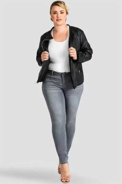 Plus Size Gray Hand Sanded Skinny Jeans