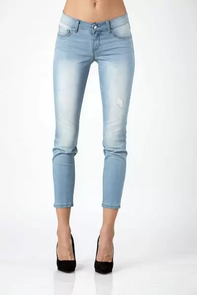 Women Light Wash Cropped Denim Jeans