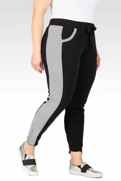 Standards & Practices Plus Size Women Black French Terry With Grey Side Panel Jogger Pants